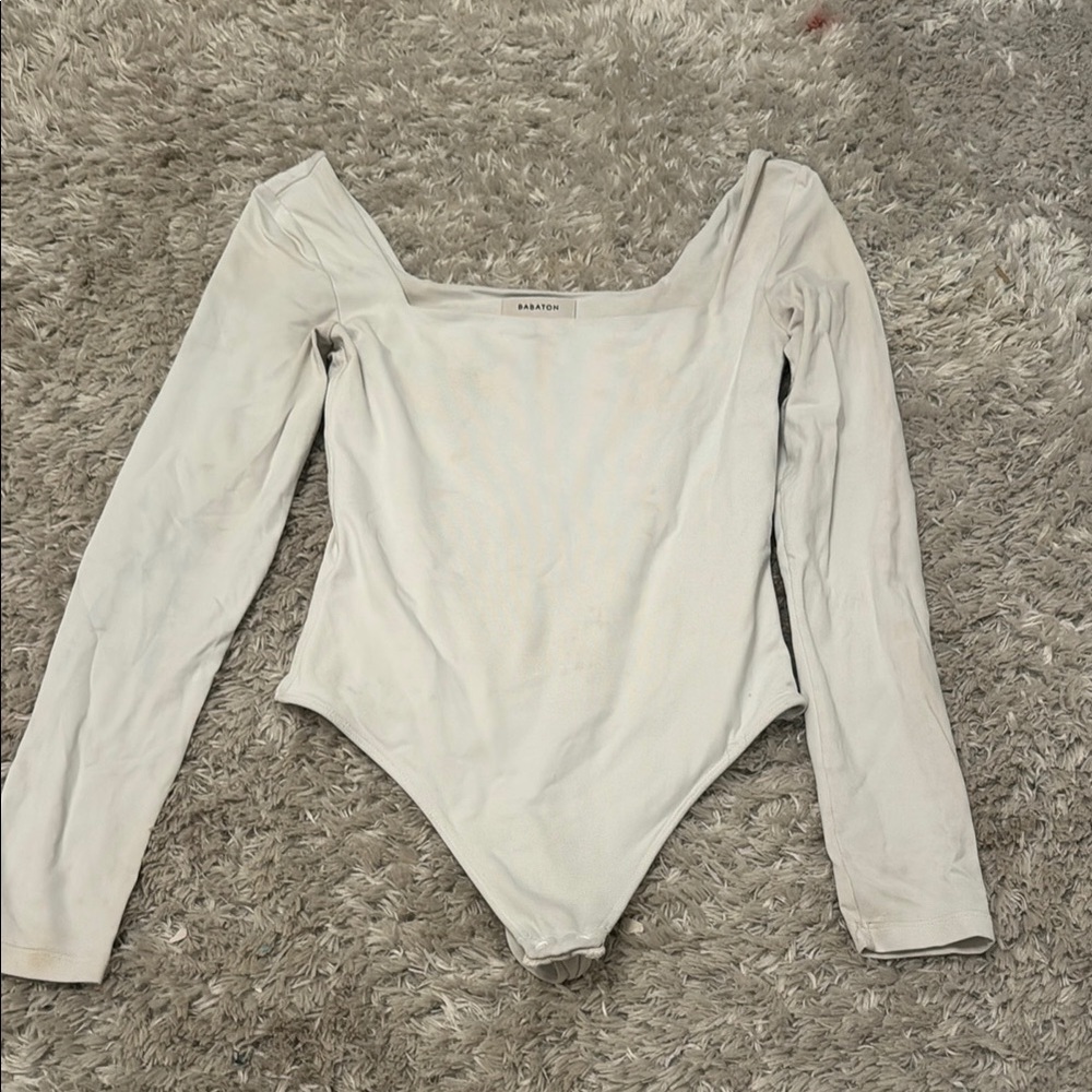 Babaton White Long Sleeve Bodysuit